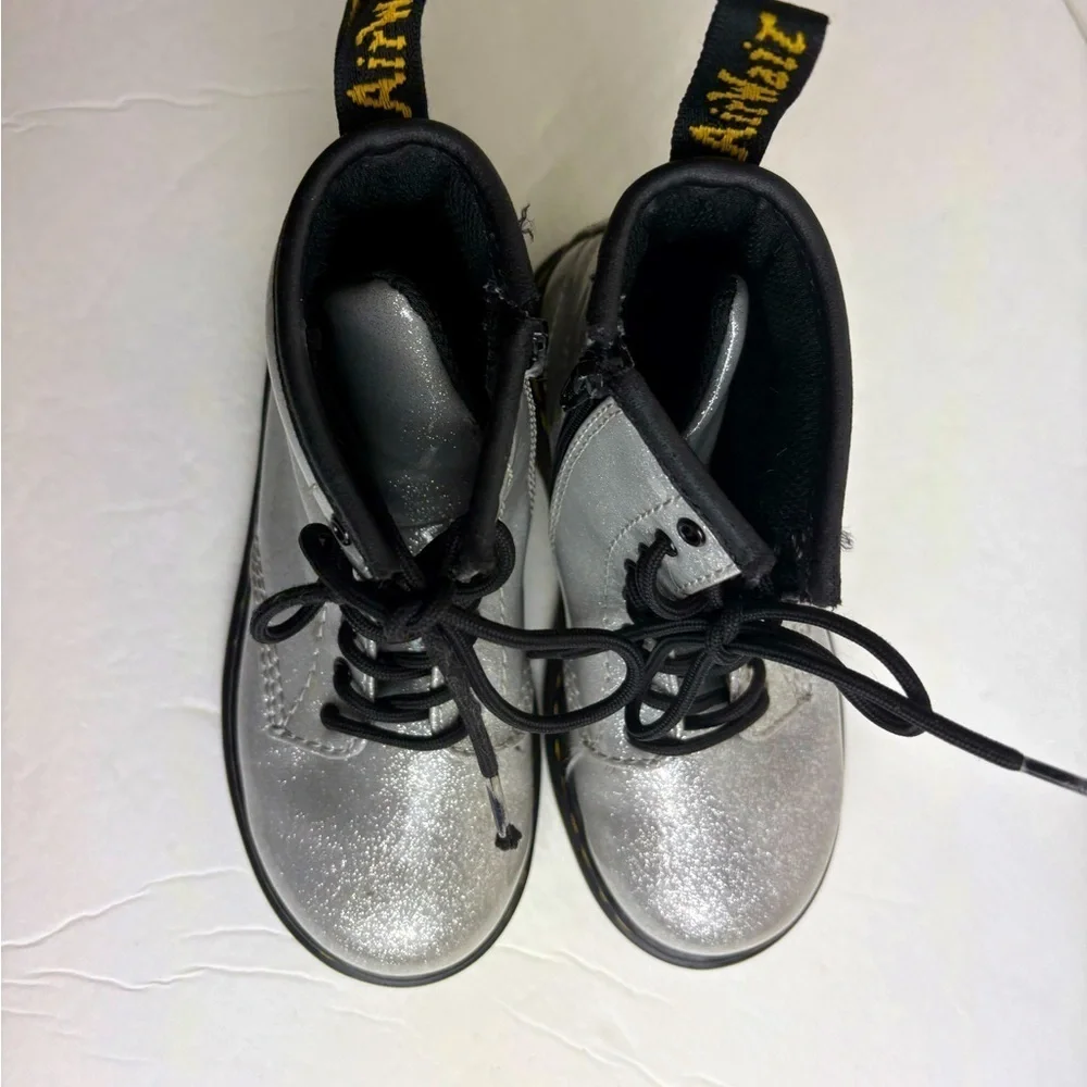 Dr. Martens 1460 Silver Glitter Toddler Lace Up Boots size 10